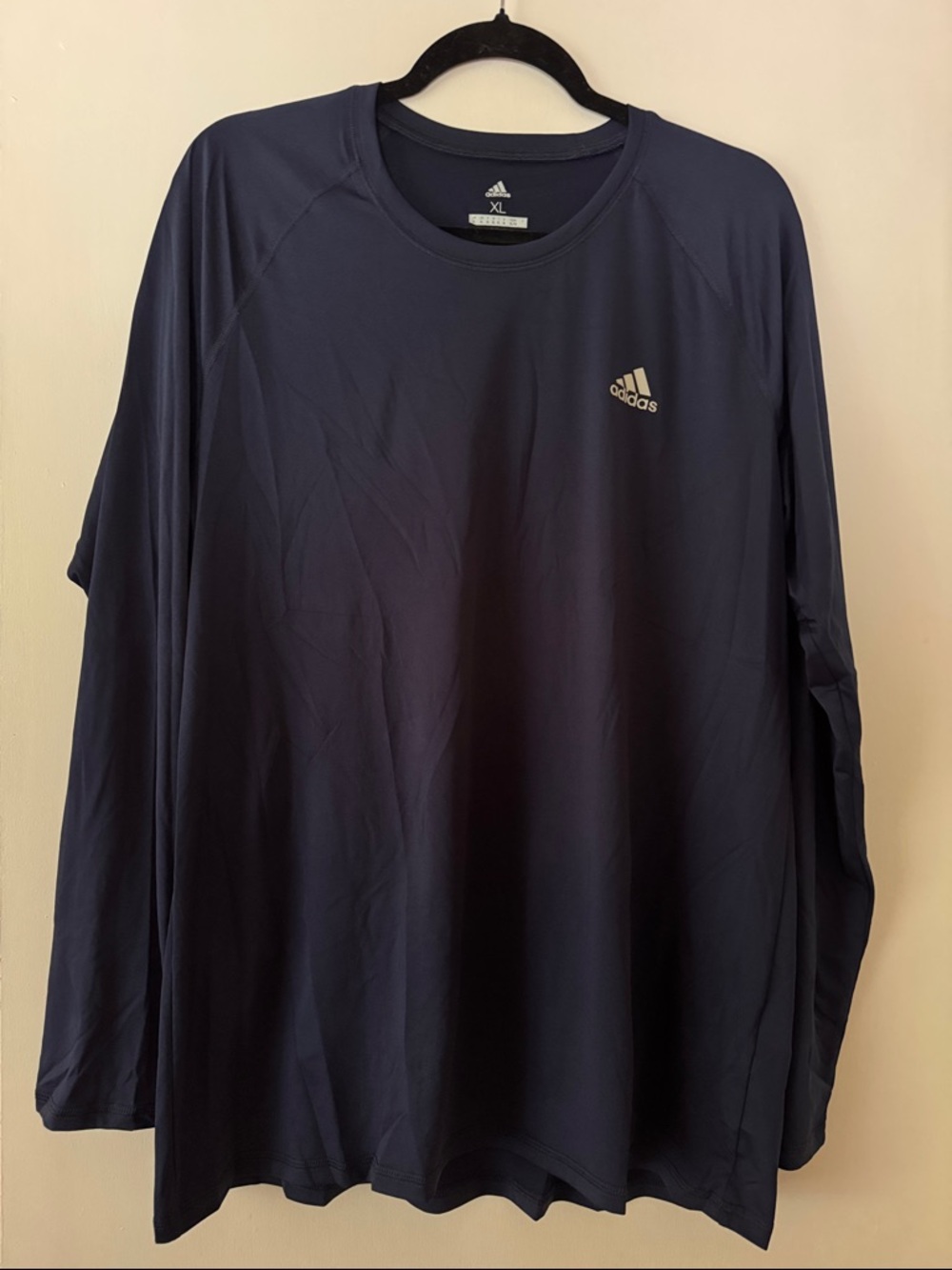 adidas Navy Long Sleeve Crew Performance Tee
